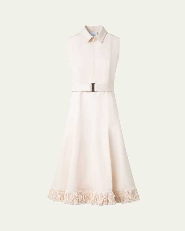 Fringe Belted Polo Midi Dress